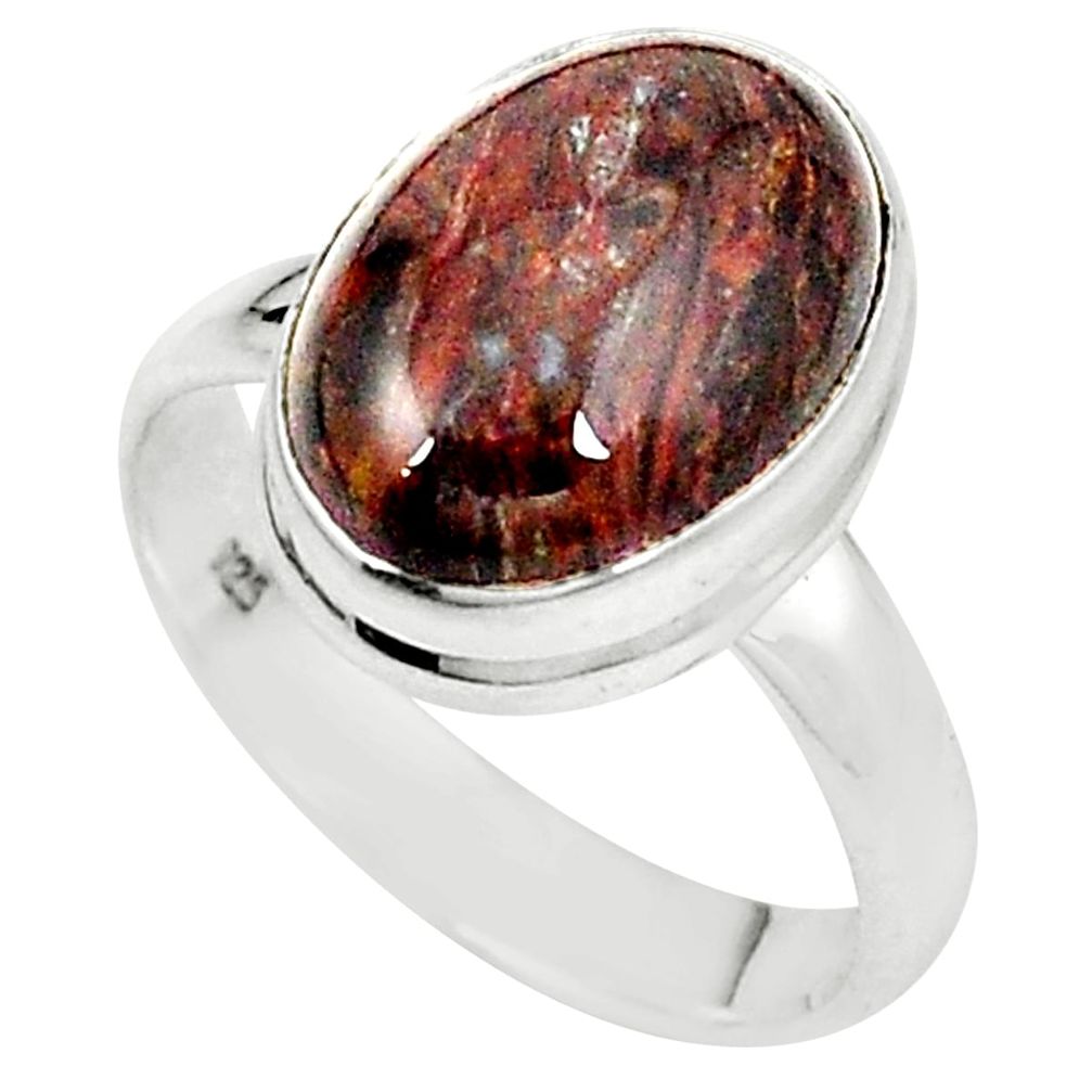 Natural brown pietersite (african) 925 silver ring jewelry size 6.5 m30249