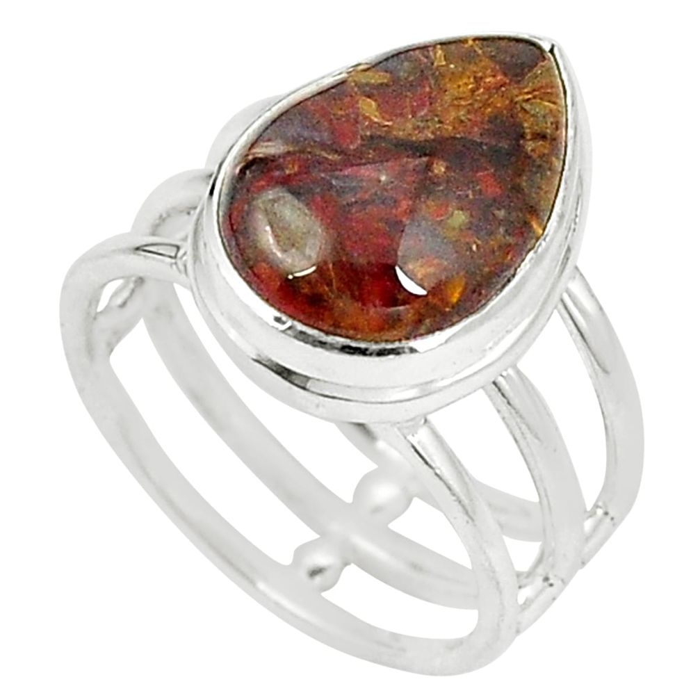Natural brown pietersite (african) 925 sterling silver ring size 5.5 m30253