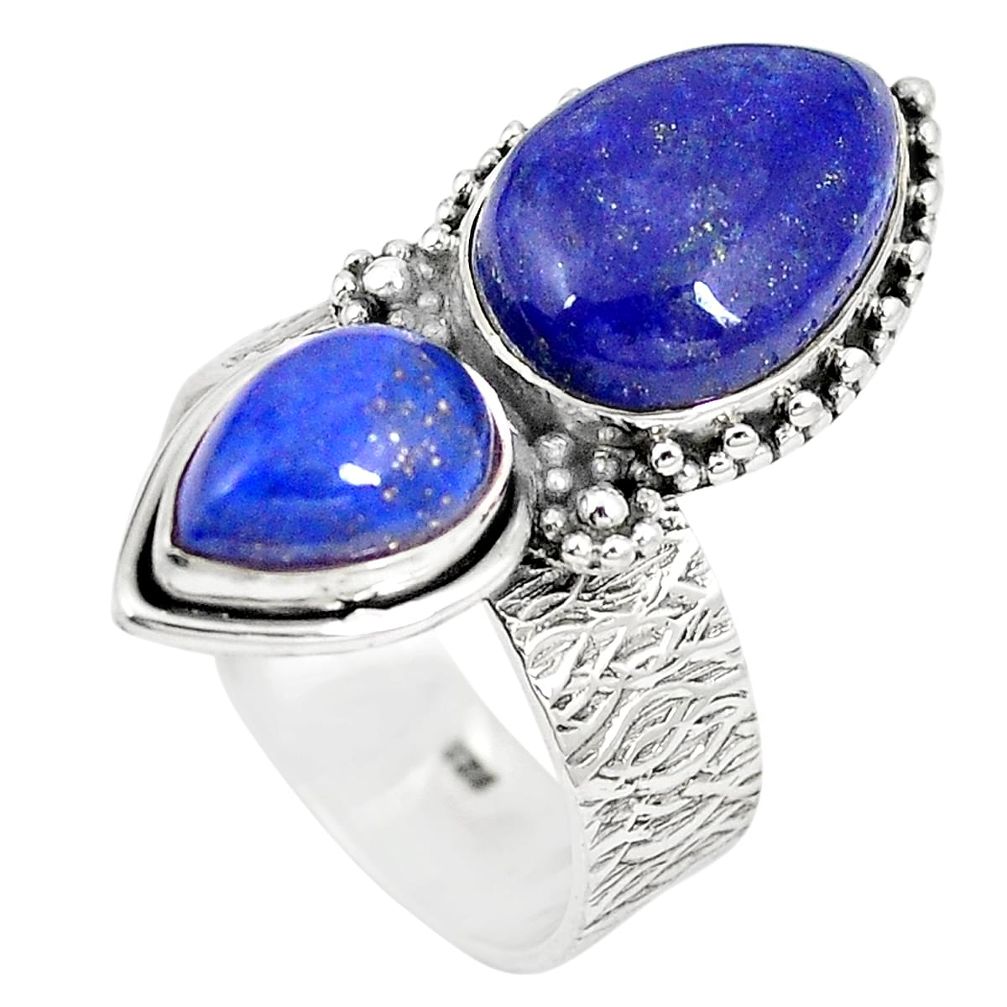 Natural blue lapis lazuli 925 sterling silver ring jewelry size 7.5 m30303