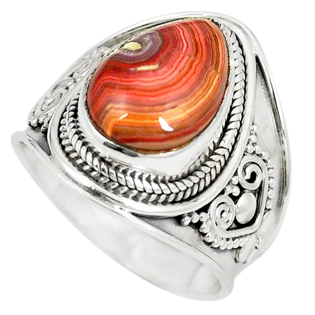 925 silver natural multi color mexican laguna lace agate ring size 8.5 m30686