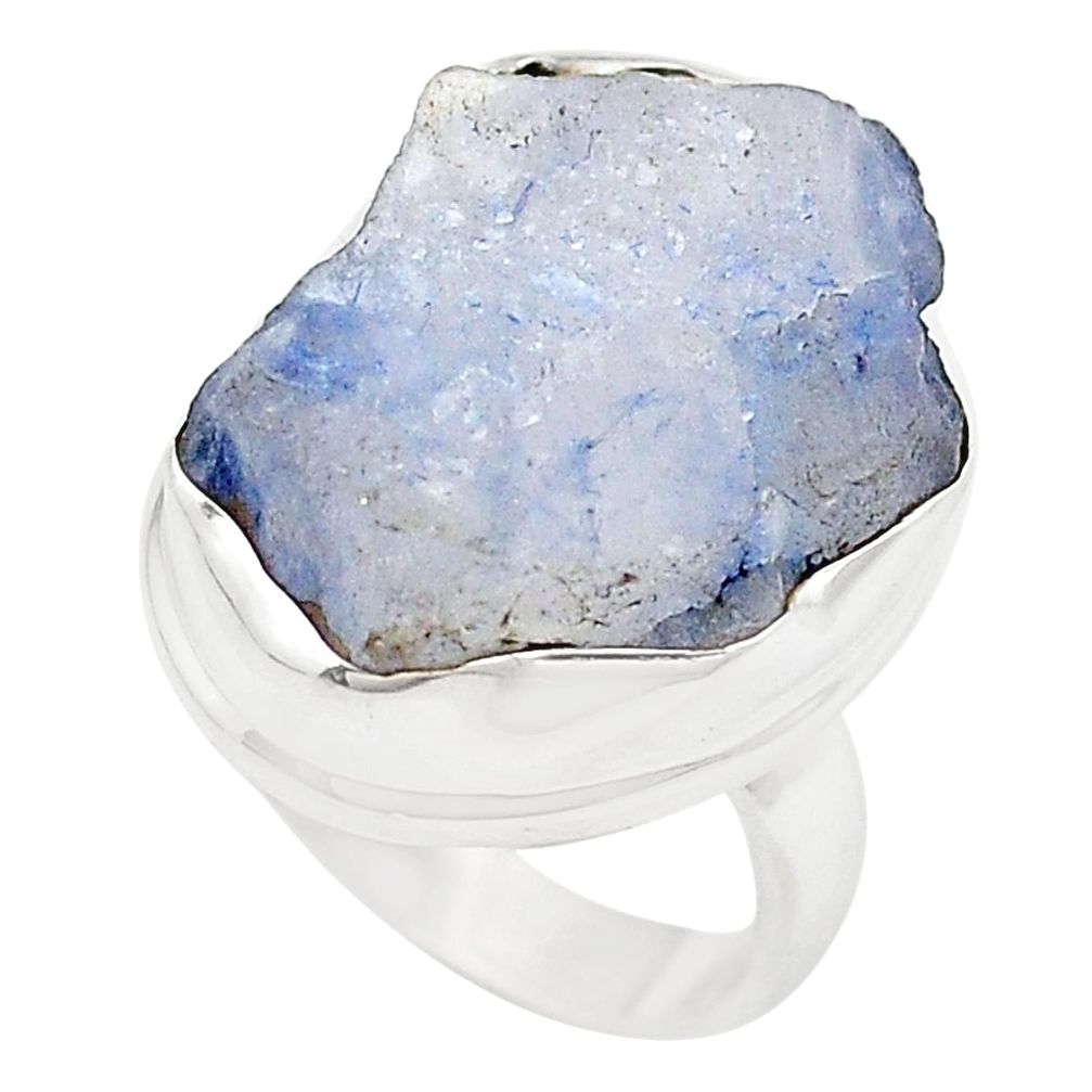 Natural blue dumortierite rough 925 sterling silver ring size 5 m30906