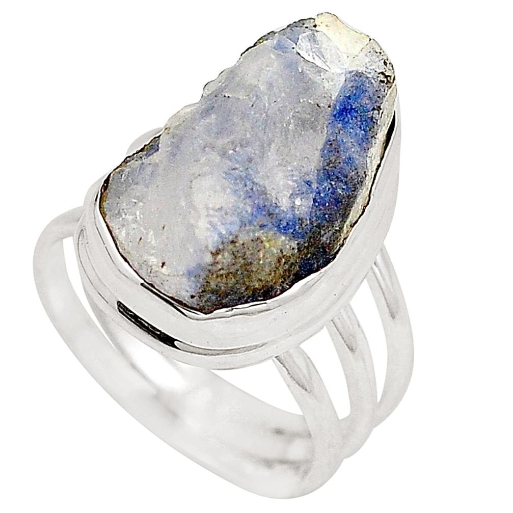 925 sterling silver natural blue dumortierite rough ring size 6.5 m30992