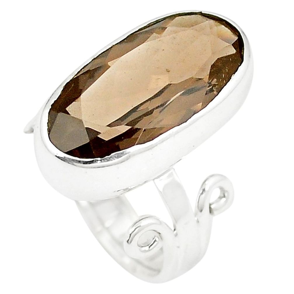 9.42cts brown smoky topaz 925 sterling silver ring jewelry size 4 m31391