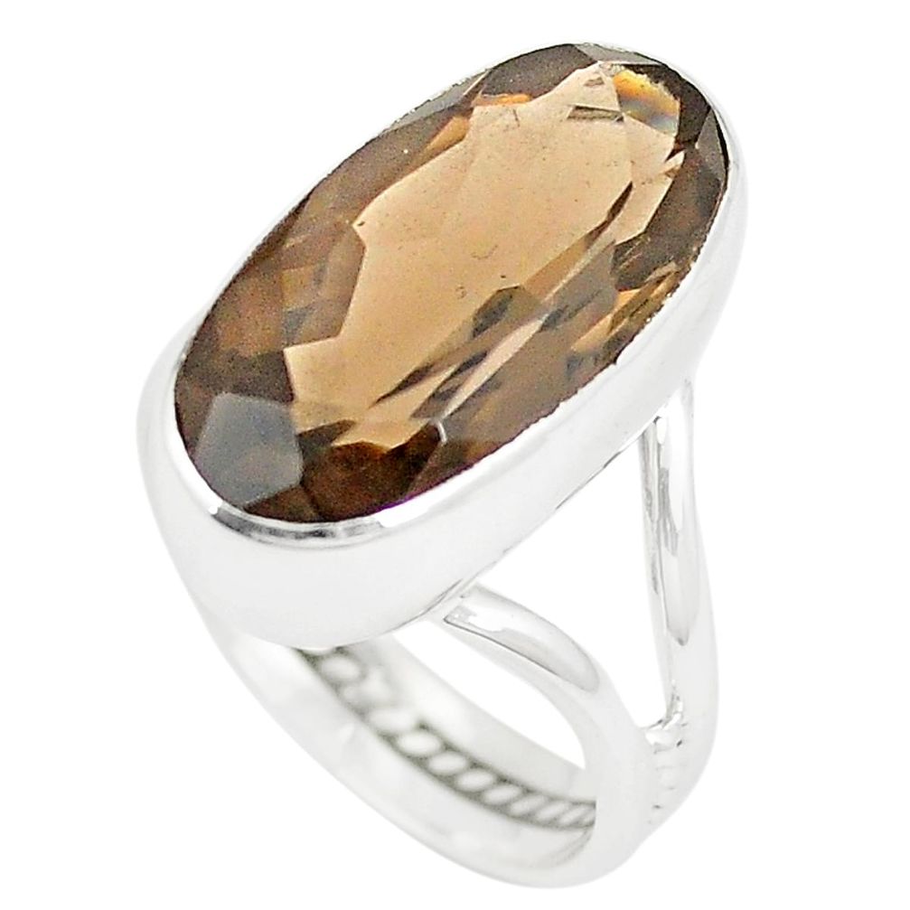 9.57cts brown smoky topaz 925 sterling silver ring jewelry size 6 m31404