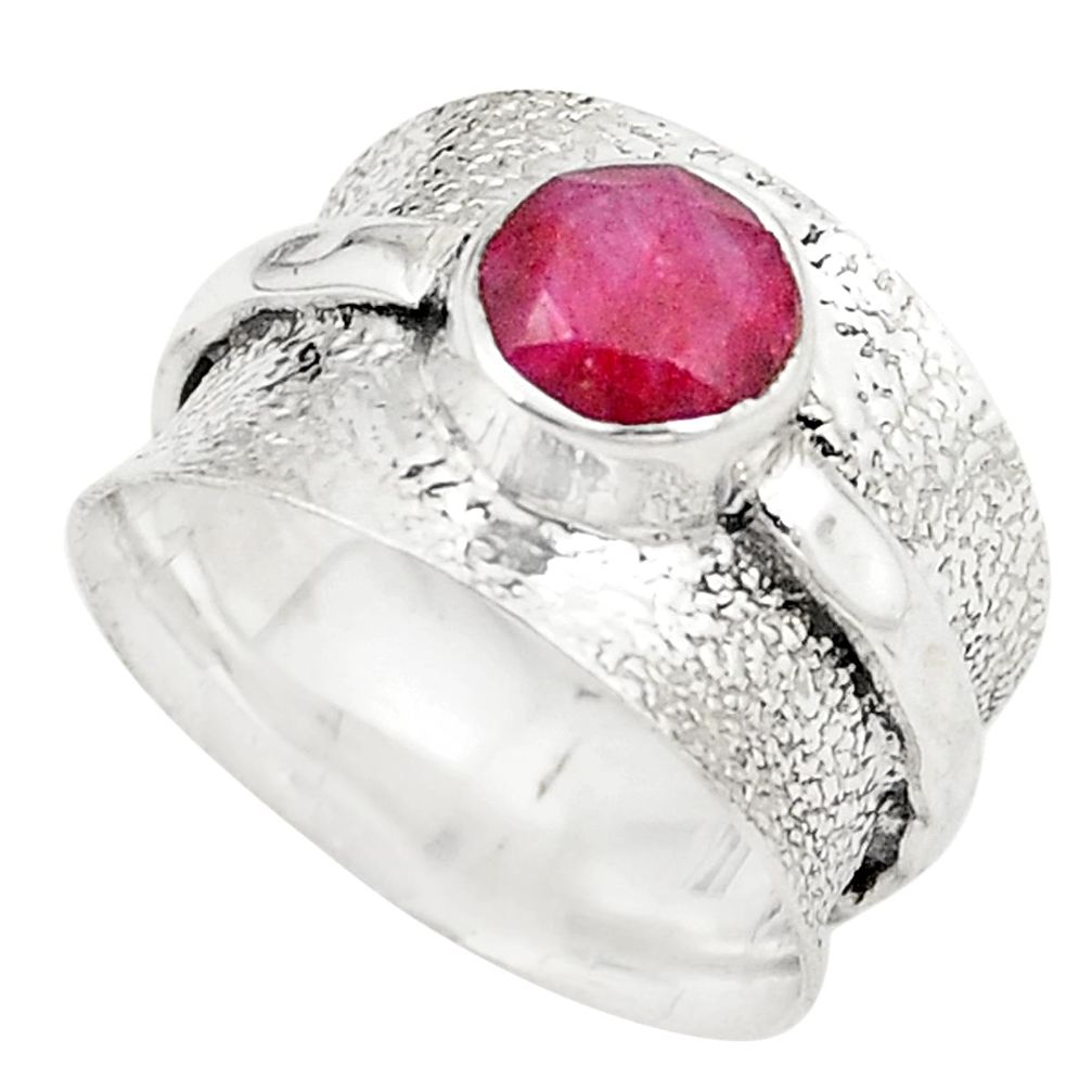 Natural red ruby 925 sterling silver ring jewelry size 6.5 m31867