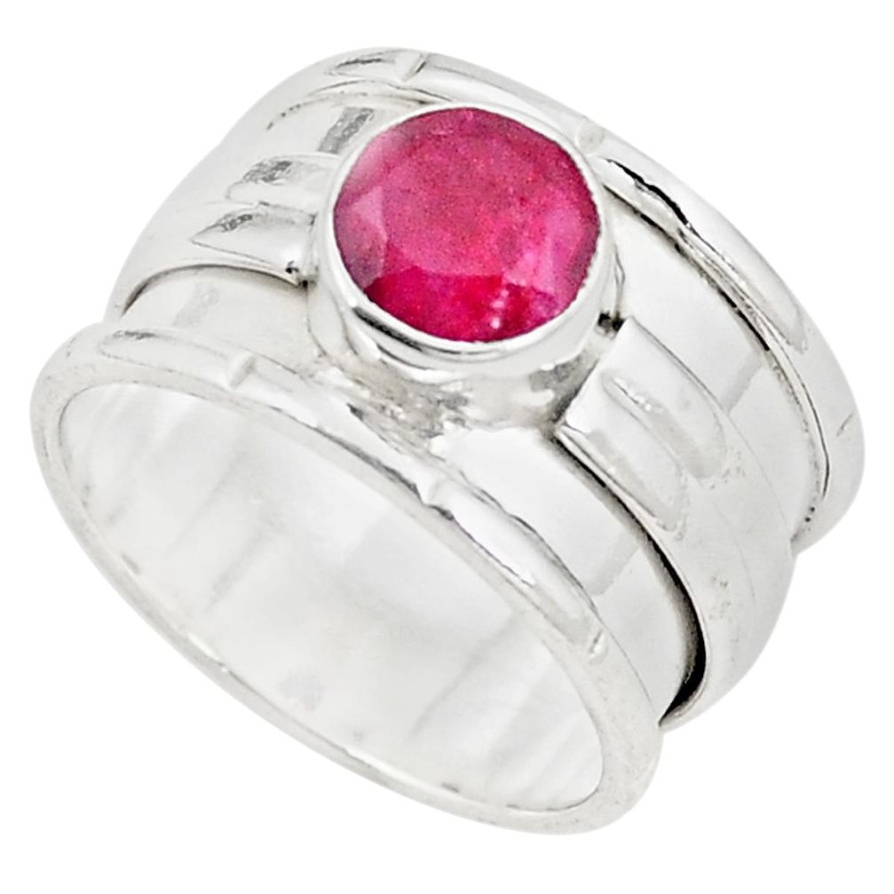 Natural red ruby 925 sterling silver ring jewelry size 6.5 m31868