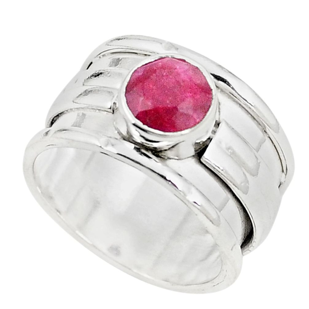 Natural red ruby 925 sterling silver ring jewelry size 6.5 m31871