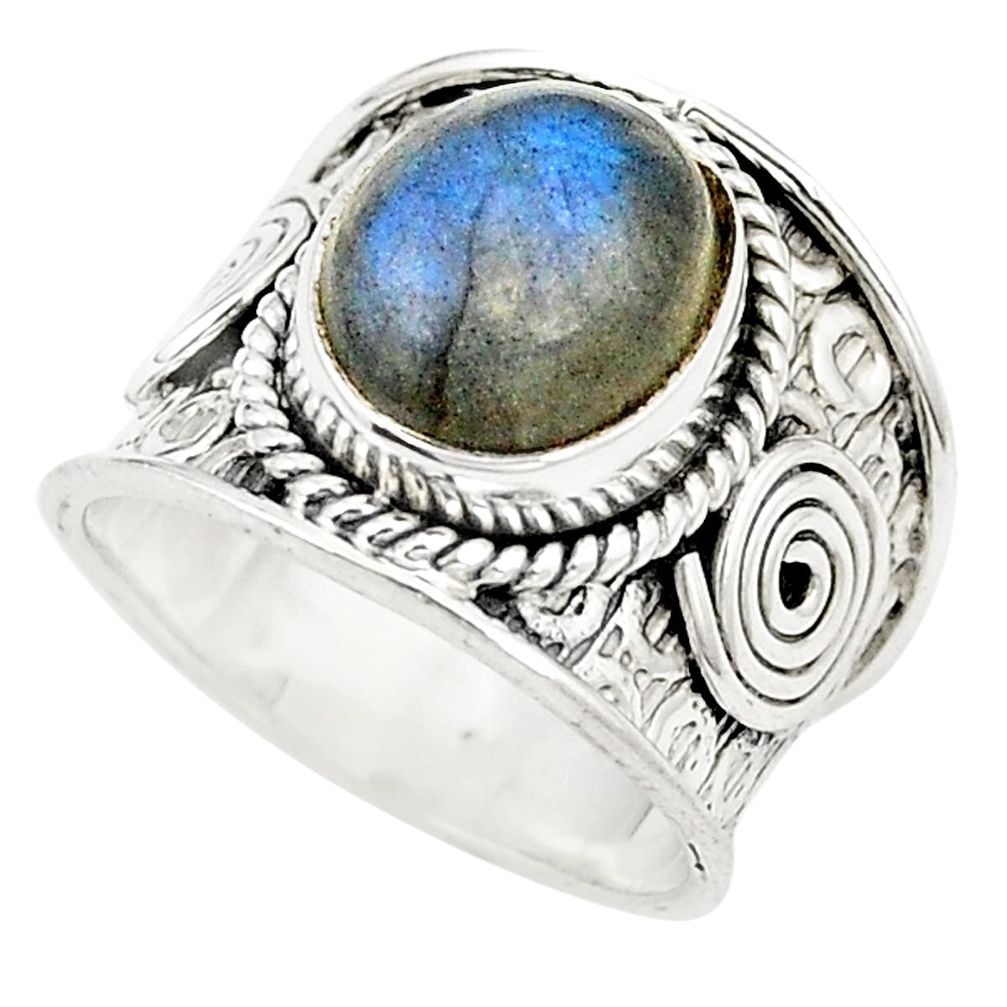 Natural blue labradorite 925 sterling silver ring size 5.5 m31896