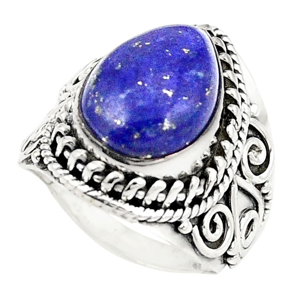 Natural blue lapis lazuli 925 sterling silver ring jewelry size 6 m31897