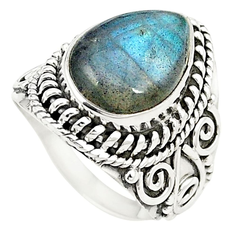 Natural blue labradorite 925 sterling silver ring jewelry size 6 m31899