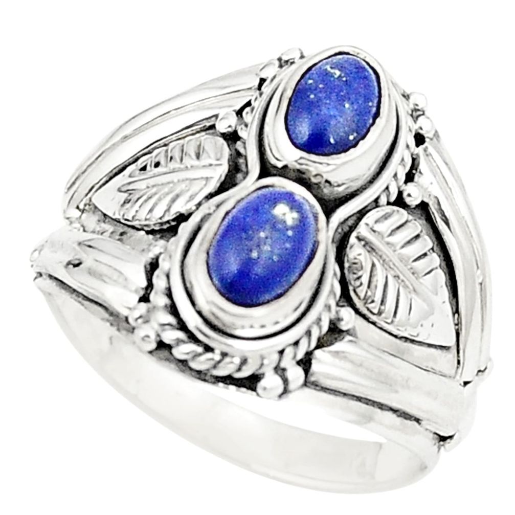 Natural blue lapis lazuli 925 sterling silver ring jewelry size 7.5 m31910