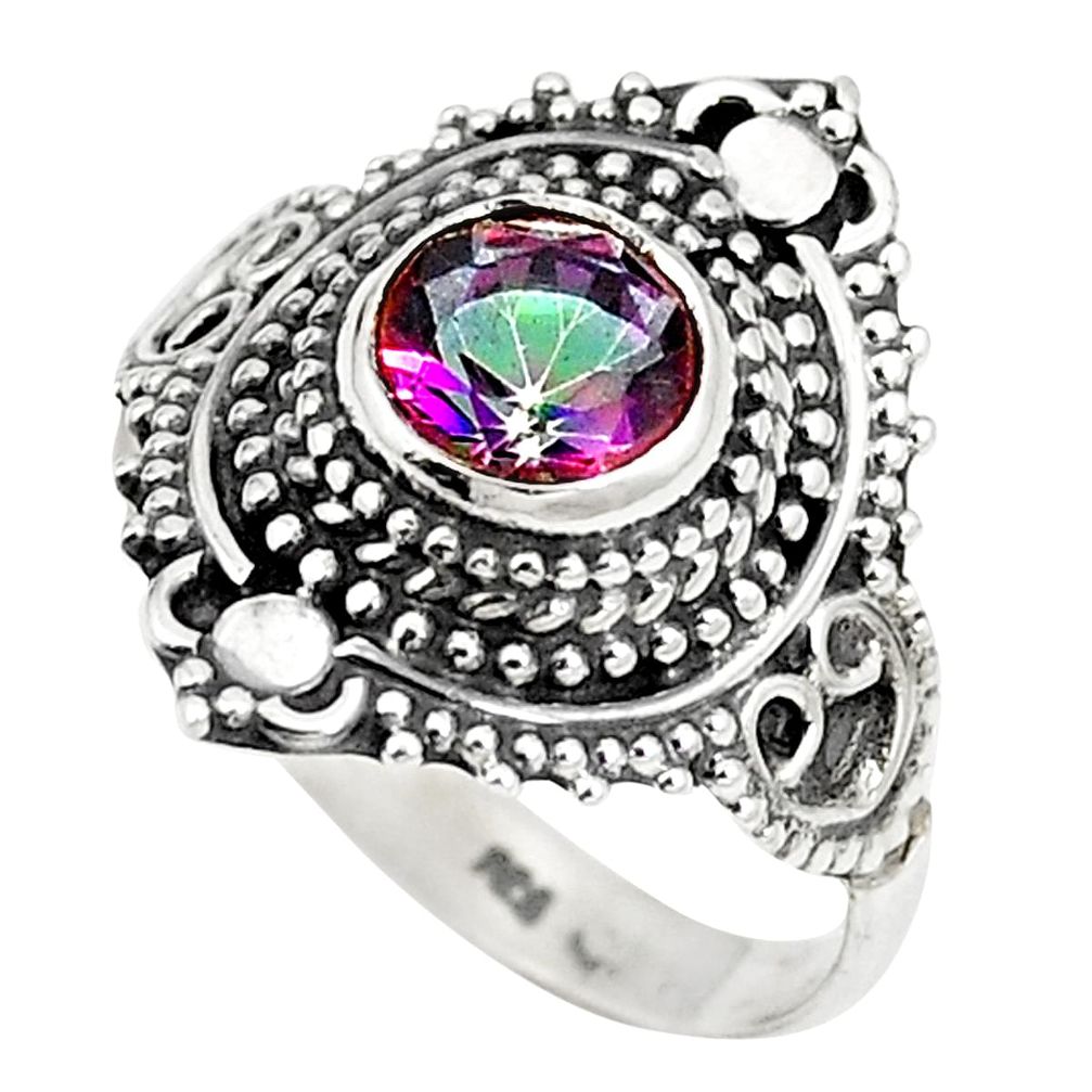 925 sterling silver multi color rainbow topaz ring jewelry size 7.5 m32265