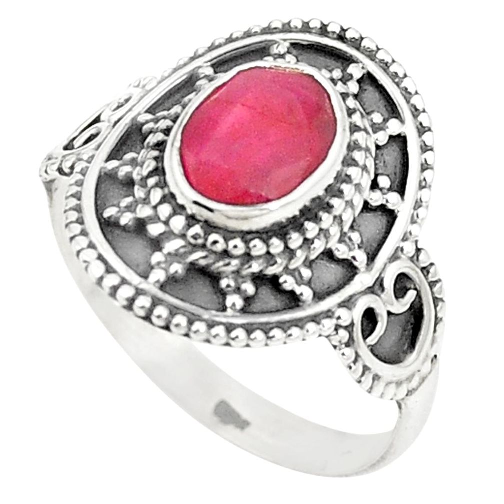 Natural red ruby 925 sterling silver ring jewelry size 8 m32309