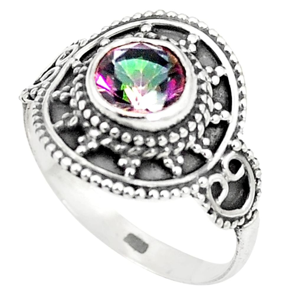 Multi color rainbow topaz 925 sterling silver ring jewelry size 8.5 m32319