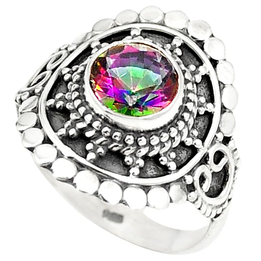 Multi color rainbow topaz 925 sterling silver ring jewelry size 7 m32328
