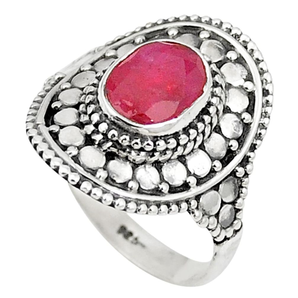 Natural red ruby 925 sterling silver ring jewelry size 6.5 m32374