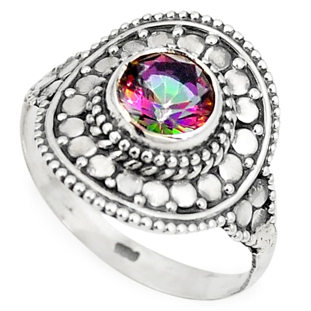 925 sterling silver multi color rainbow topaz round ring jewelry size 9 m32380