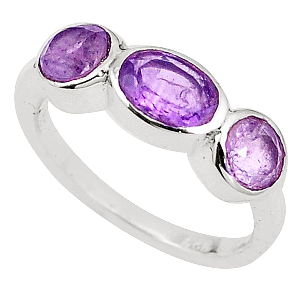 925 sterling silver natural purple amethyst oval ring jewelry size 7 m32494