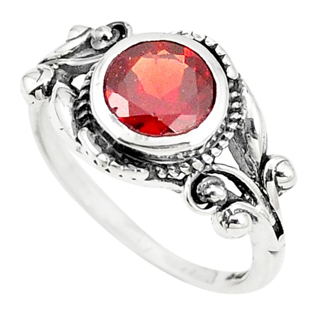 Natural red garnet 925 sterling silver ring jewelry size 7.5 m32566