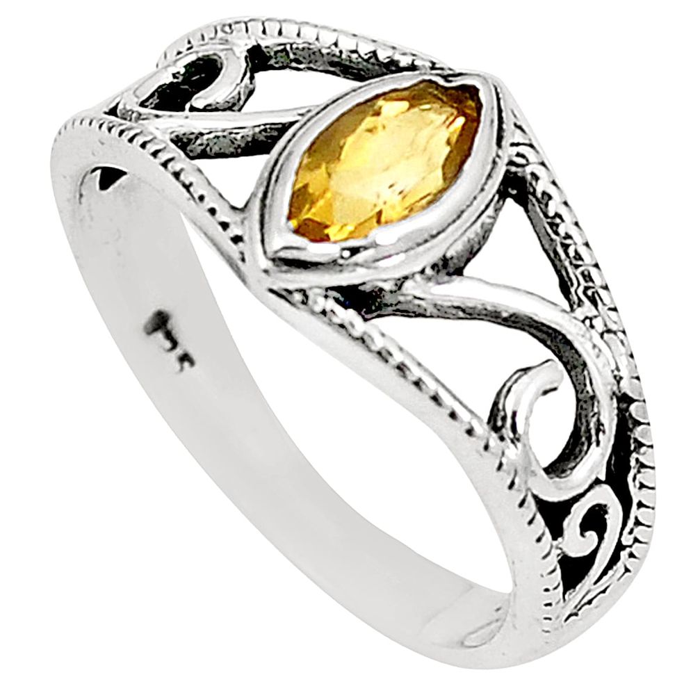 925 sterling silver natural yellow citrine marquise ring jewelry size 8 m32645