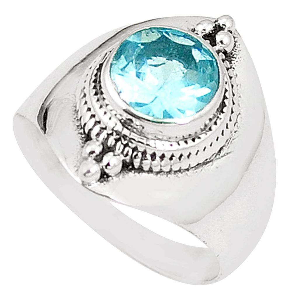 Natural blue topaz 925 sterling silver ring jewelry size 6.5 m32681