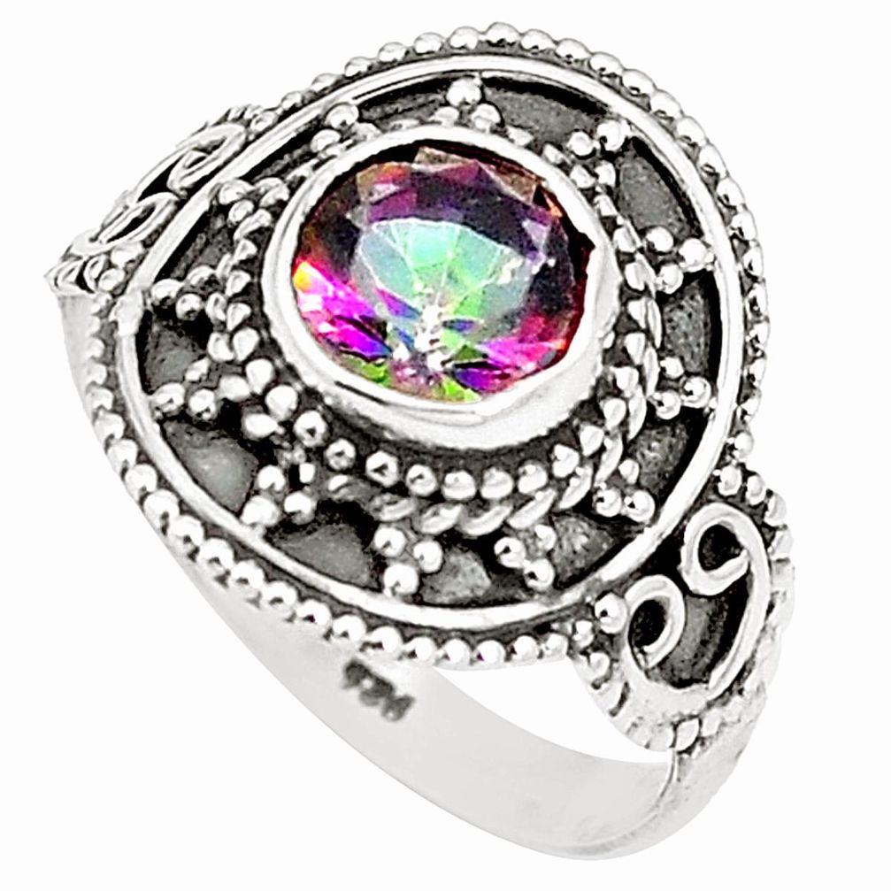 Multi color rainbow topaz 925 sterling silver ring jewelry size 7 m32744