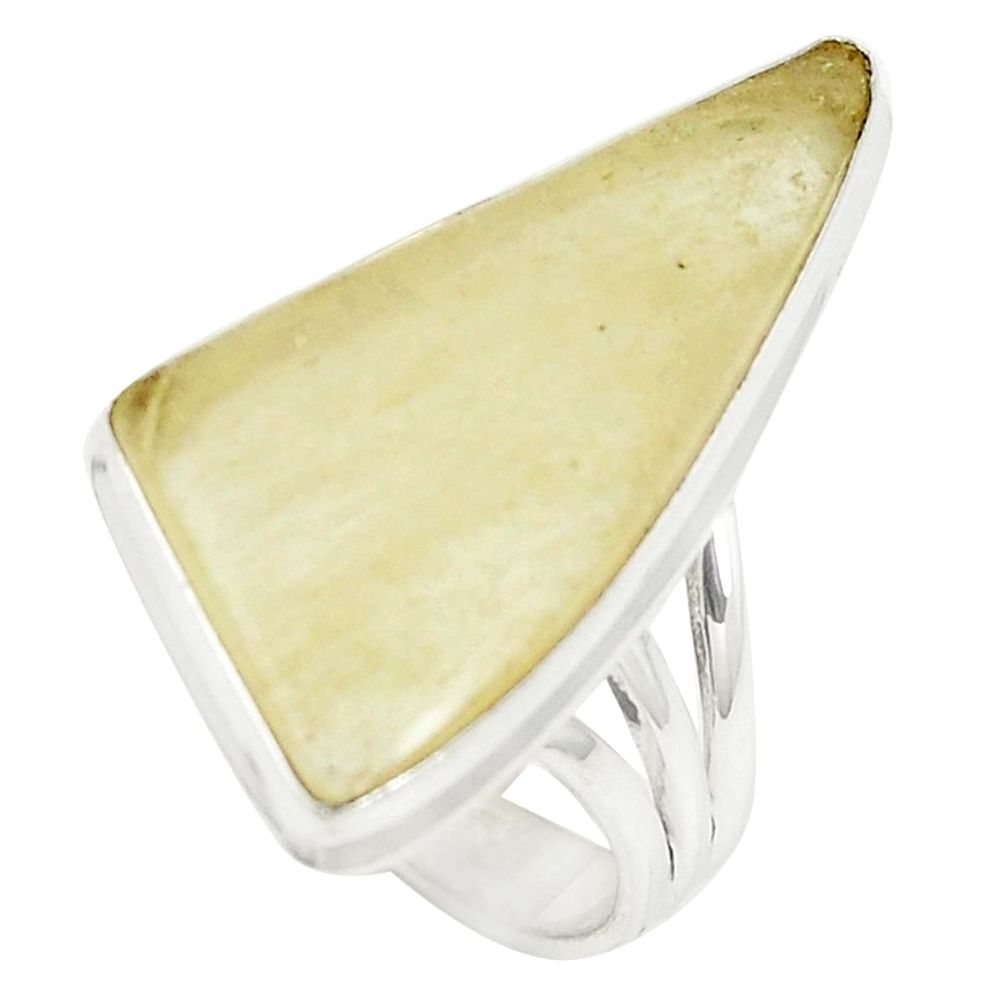 Polished libyan desert glass (gold tektite) 925 silver ring size 7.5 m33242