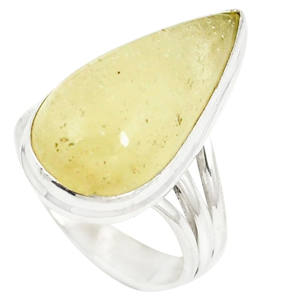 Polished libyan desert glass (gold tektite) 925 silver ring size 7 m33248