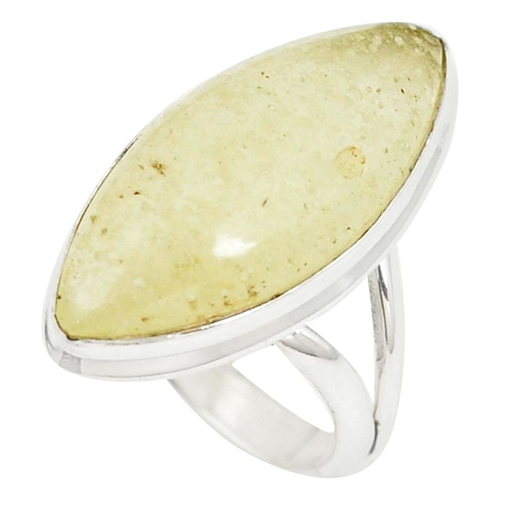 Polished libyan desert glass (gold tektite) 925 silver ring size 7 m33253