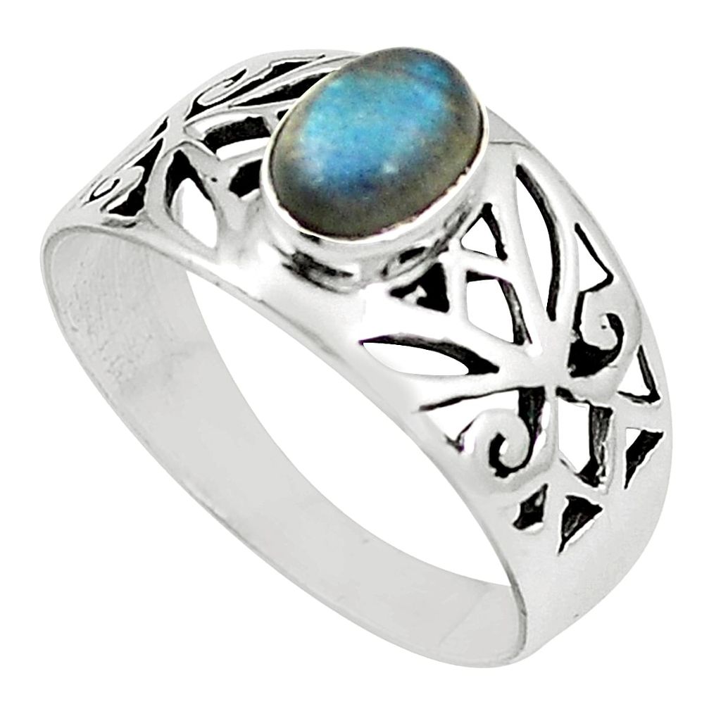 Natural blue labradorite 925 sterling silver ring jewelry size 8.5 m33359