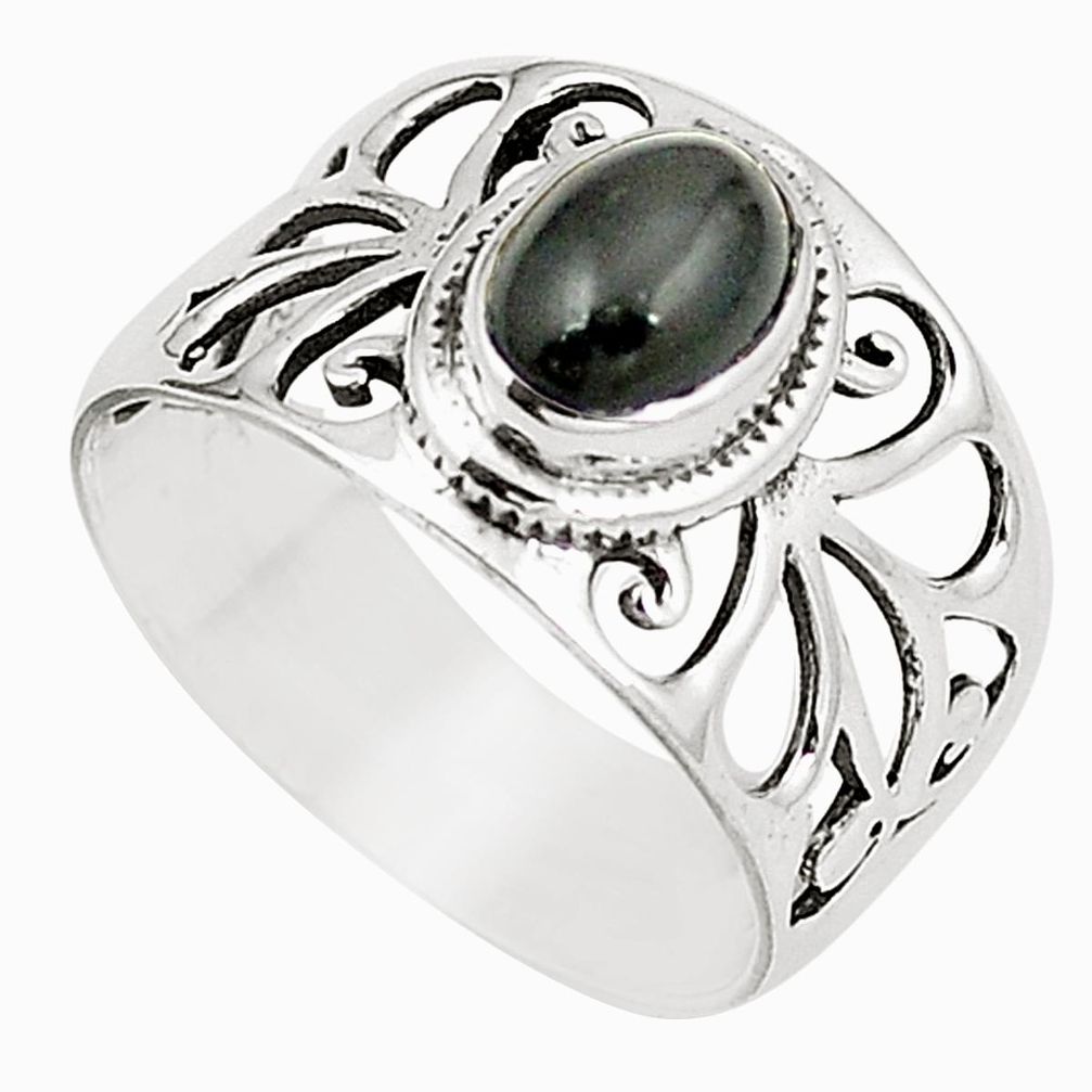 925 sterling silver natural black onyx oval ring jewelry size 6.5 m33369