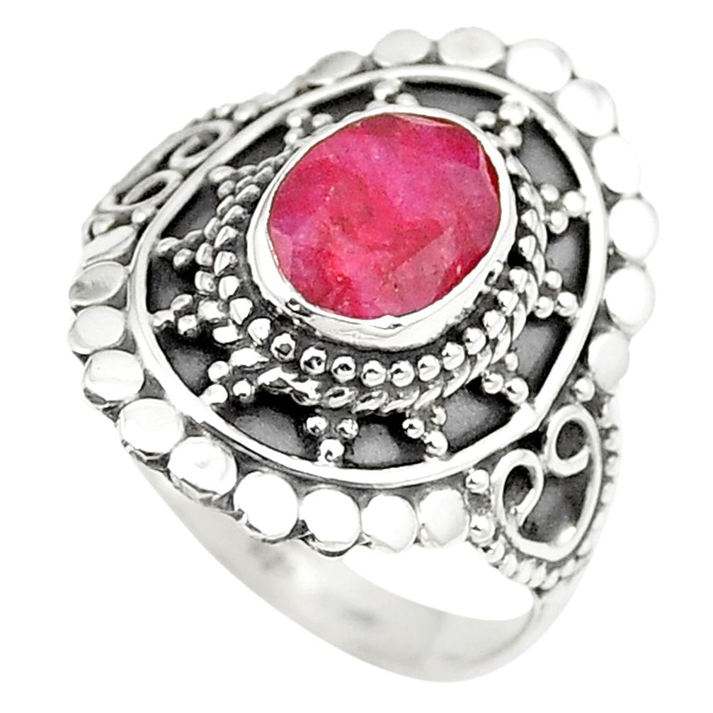 Natural red ruby 925 sterling silver ring jewelry size 6.5 m33427