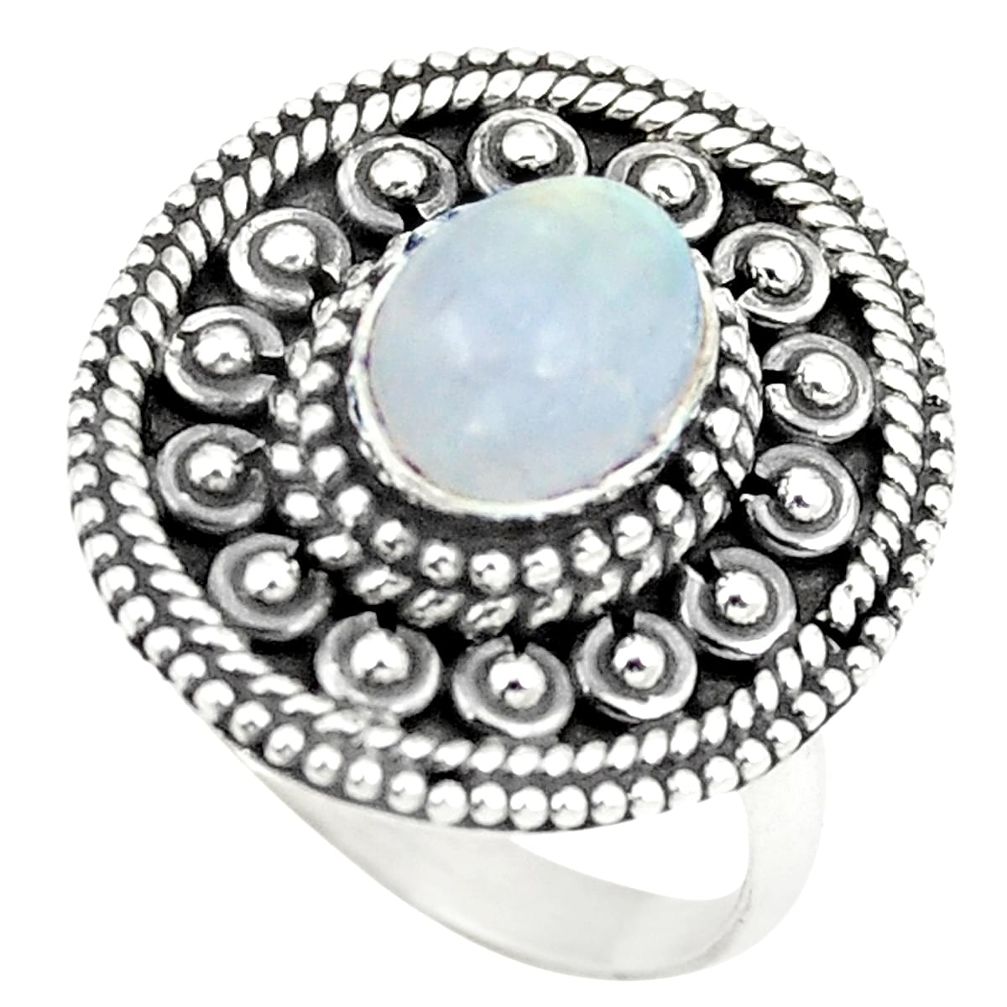 Natural rainbow moonstone 925 sterling silver ring jewelry size 6 m33438