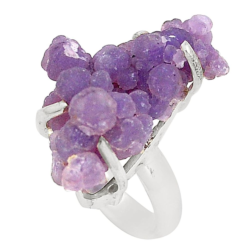 925 sterling silver natural purple grape chalcedony ring size 6 m33856