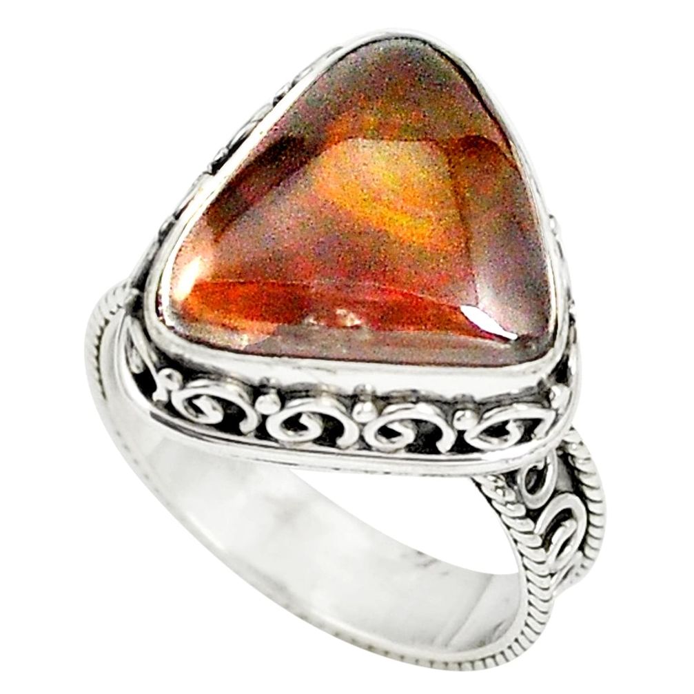 Natural multi color mexican fire agate fancy 925 silver ring size 7.5 m34263