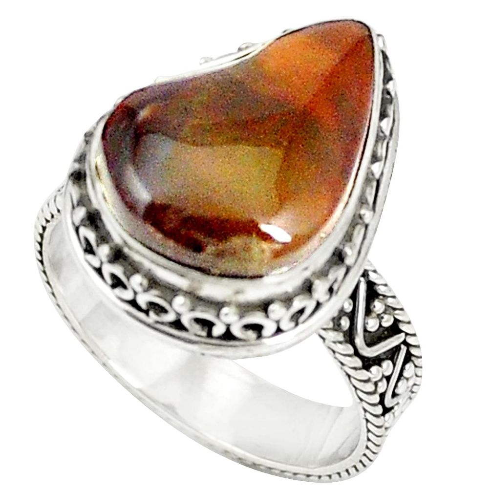 Natural multi color mexican fire agate 925 silver ring size 7 m34270