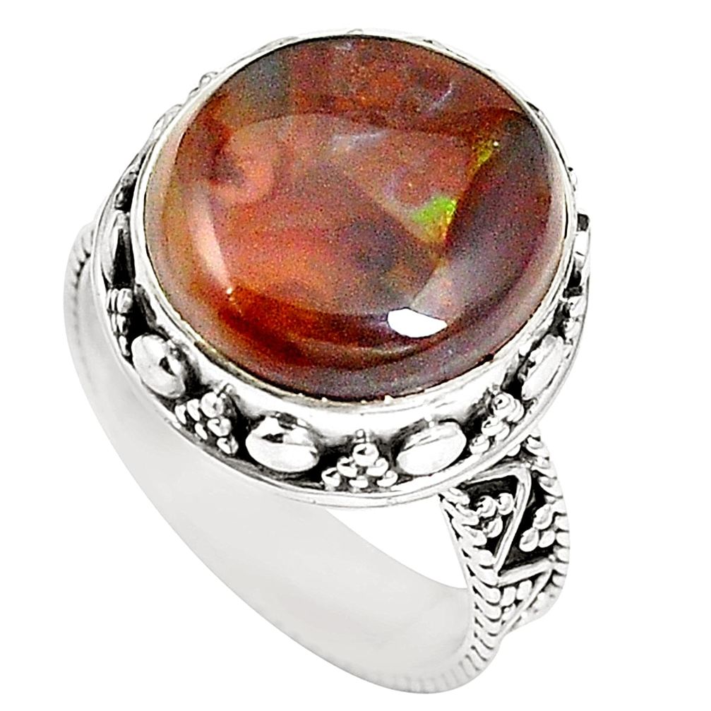 Natural multi color mexican fire agate 925 silver ring jewelry size 7.5 m34283