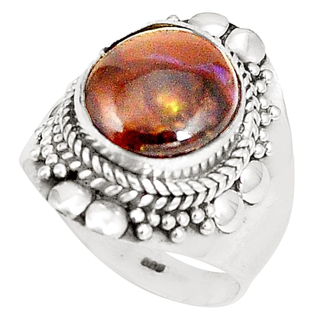 Natural multi color mexican fire agate 925 silver ring jewelry size 7.5 m34567