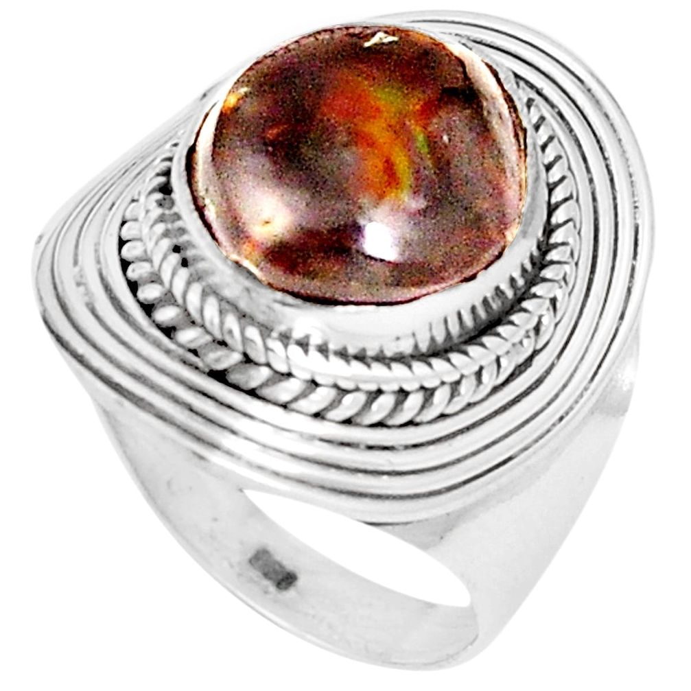 Natural multi color mexican fire agate fancy 925 silver ring size 8 m34596