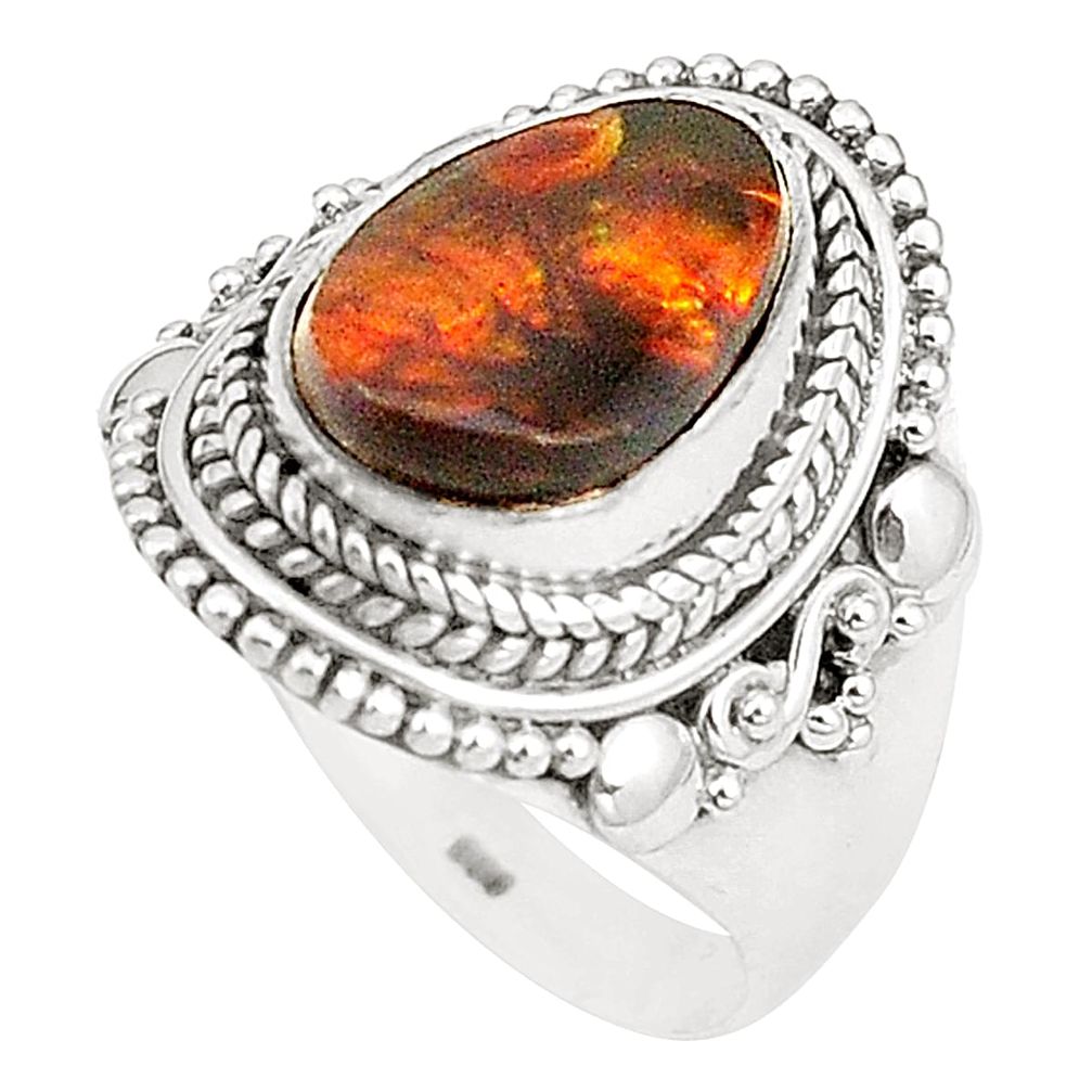 Natural multi color mexican fire agate 925 silver ring jewelry size 8.5 m35216