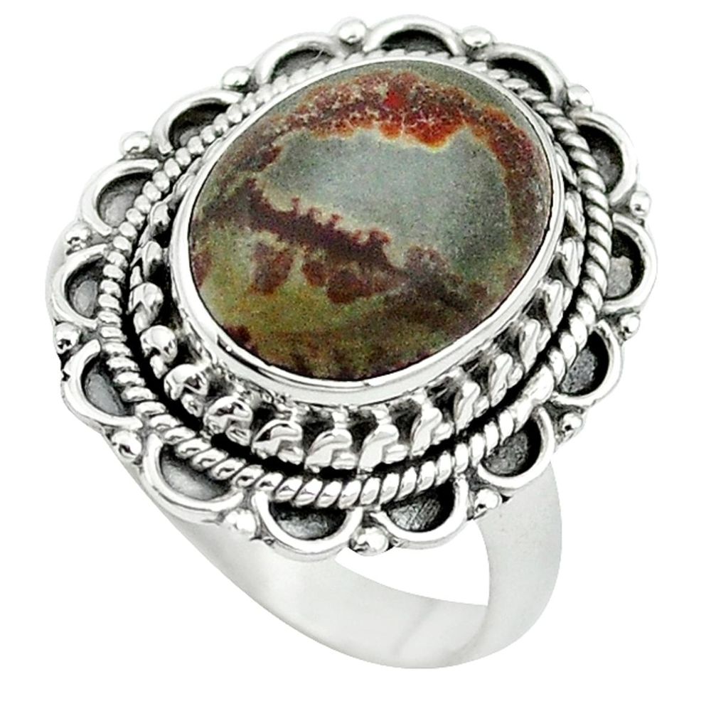 925 silver natural grey sonoran dendritic rhyolite solitaire ring size 7 m3558