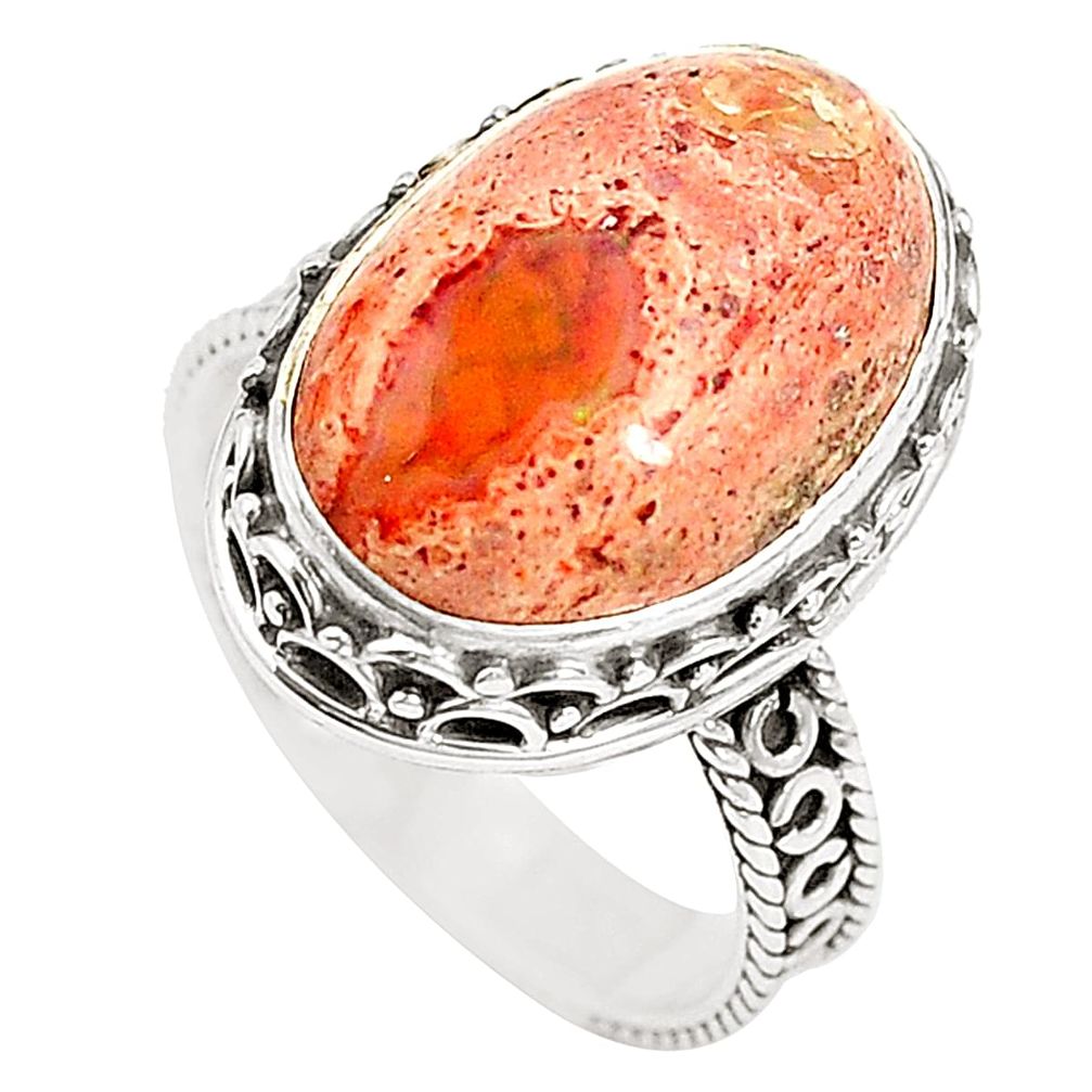 Natural multi color mexican fire opal 925 silver ring jewelry size 8 m35907