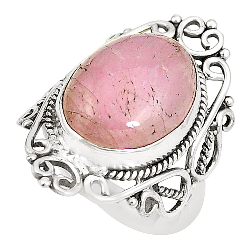 Natural pink kunzite 925 sterling silver ring jewelry size 7 m35988