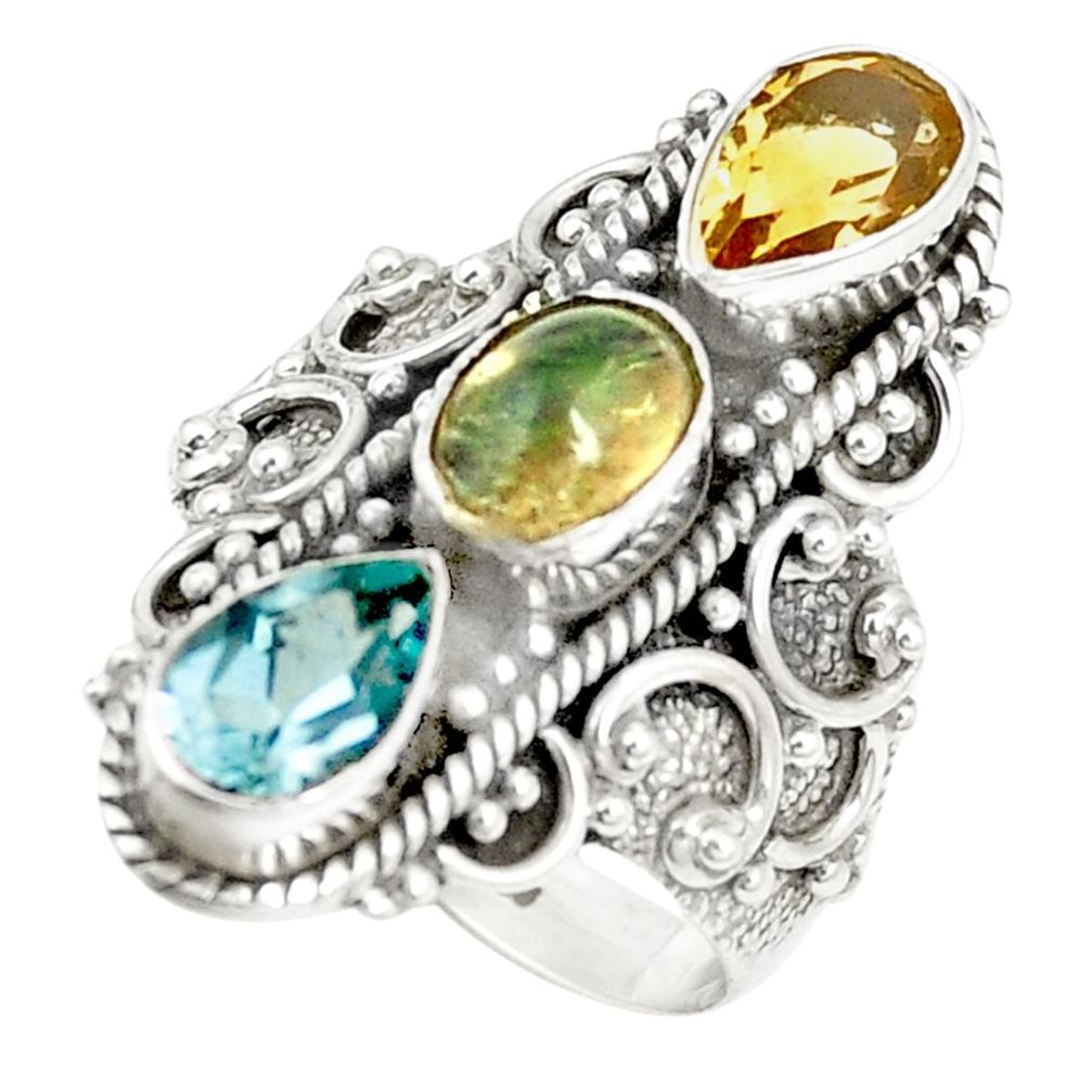 Natural multi color ethiopian opal topaz 925 silver ring size 6.5 m36088