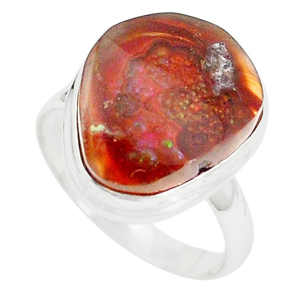 925 sterling silver natural multi color mexican fire agate ring size 8.5 m36175