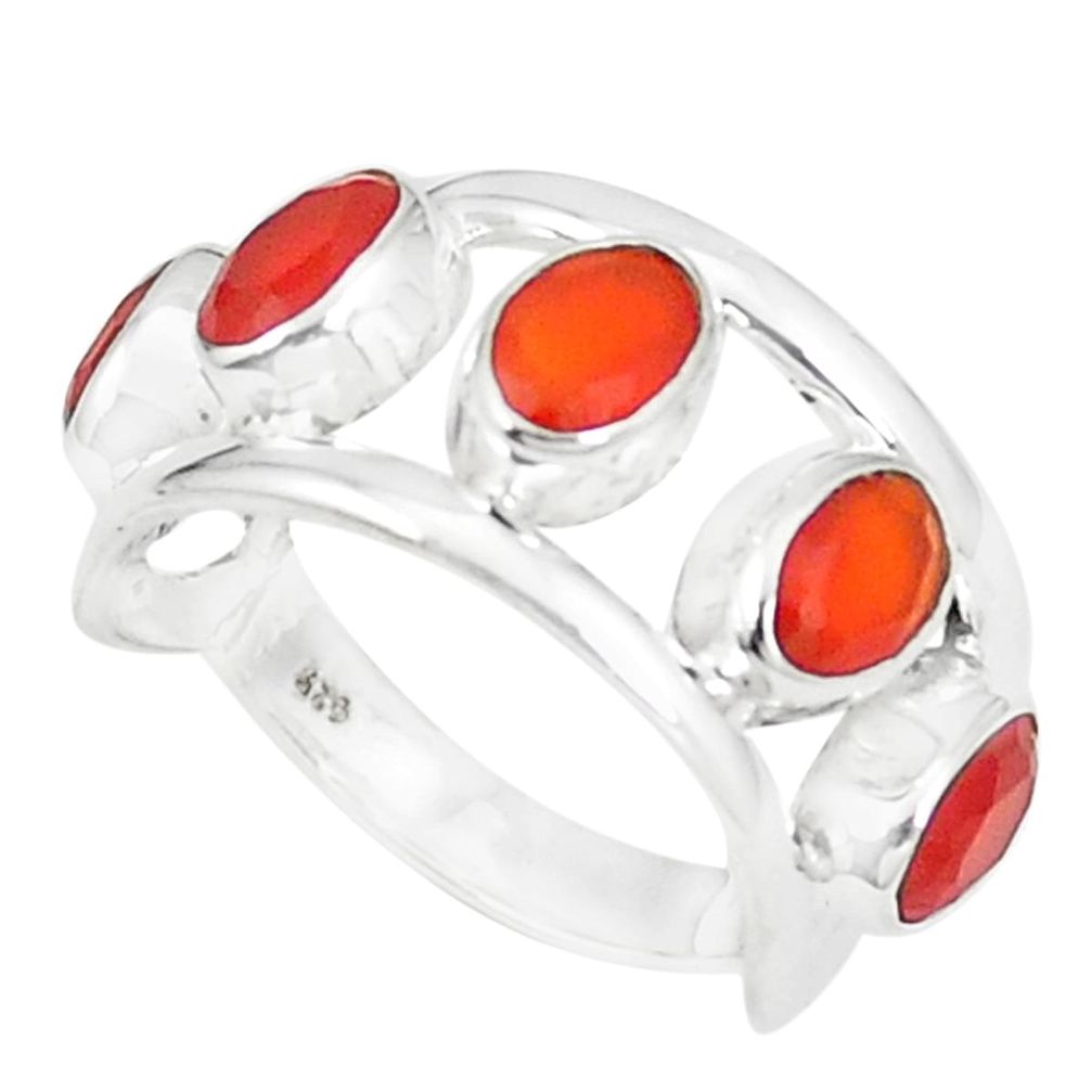 925 silver natural orange cornelian (carnelian) ring jewelry size 7 m36804