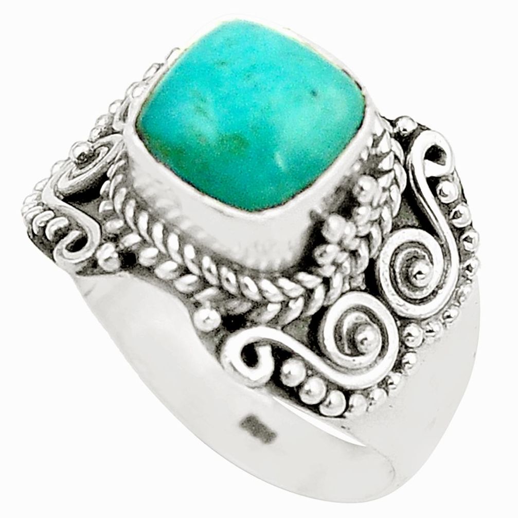 Natural green amazonite (hope stone) 925 silver ring size 7 m37143