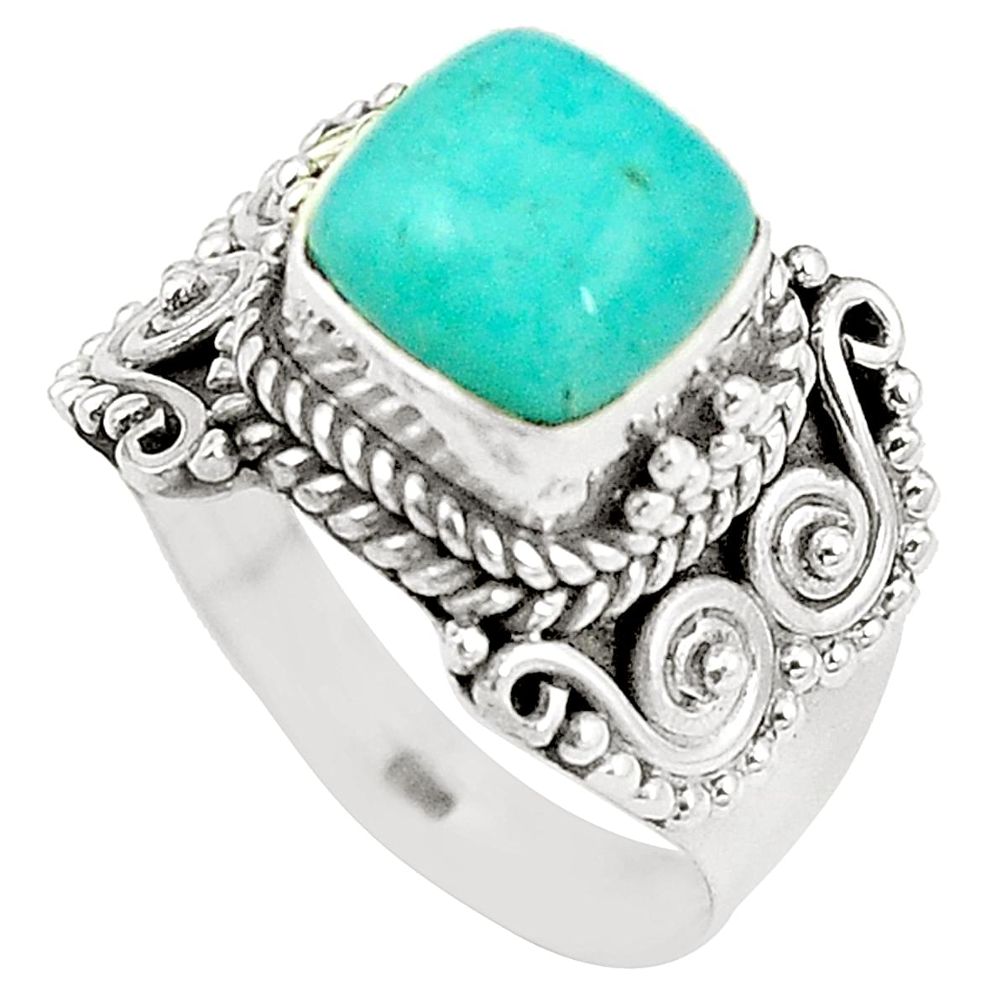 Natural green amazonite (hope stone) 925 sterling silver ring size 6 m37155