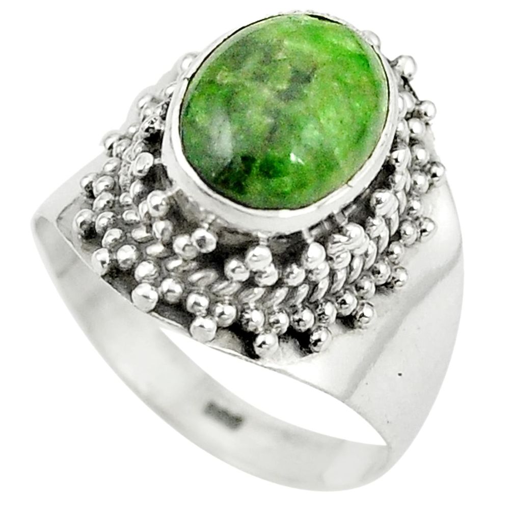 Natural green chrome diopside 925 sterling silver ring size 7 m37164