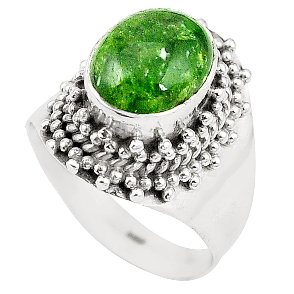 Natural green chrome diopside 925 sterling silver ring size 6.5 m37190